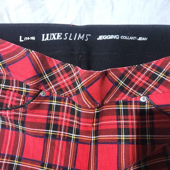 Nygard Luxe Slims Pant Jegging Womens size Large 14-16 Red Tartan Plaid - Picture 5 of 8